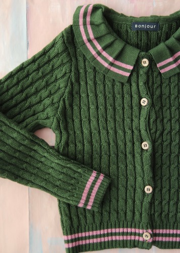 Bonjour Knitted Cardigan green twist